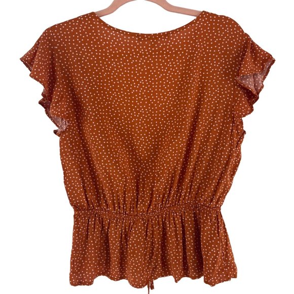 SOLD One Clothing Los Angeles Women's Size Large Orange & White Polka Dot Top - Picture 2 of 4